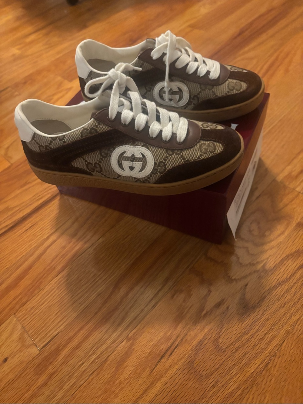 Gucci Brown and White GG Canvas Kids Sneakers